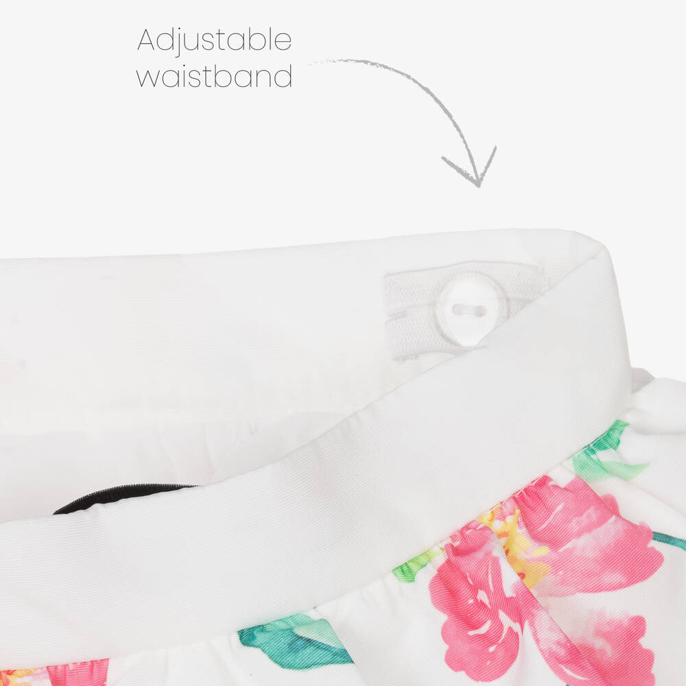 Mama Luma-Girls White Floral Satin Skirt Set | Childrensalon Outlet