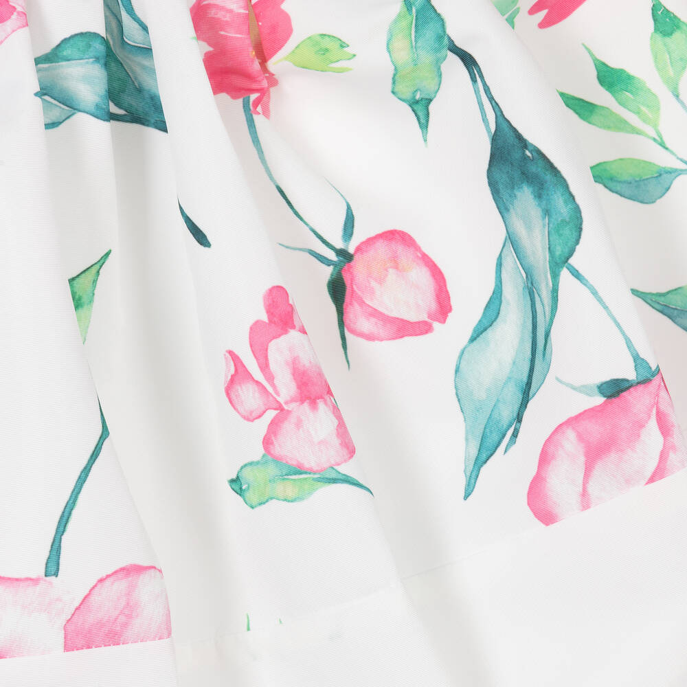 Mama Luma-Girls White Floral Satin Skirt Set | Childrensalon Outlet