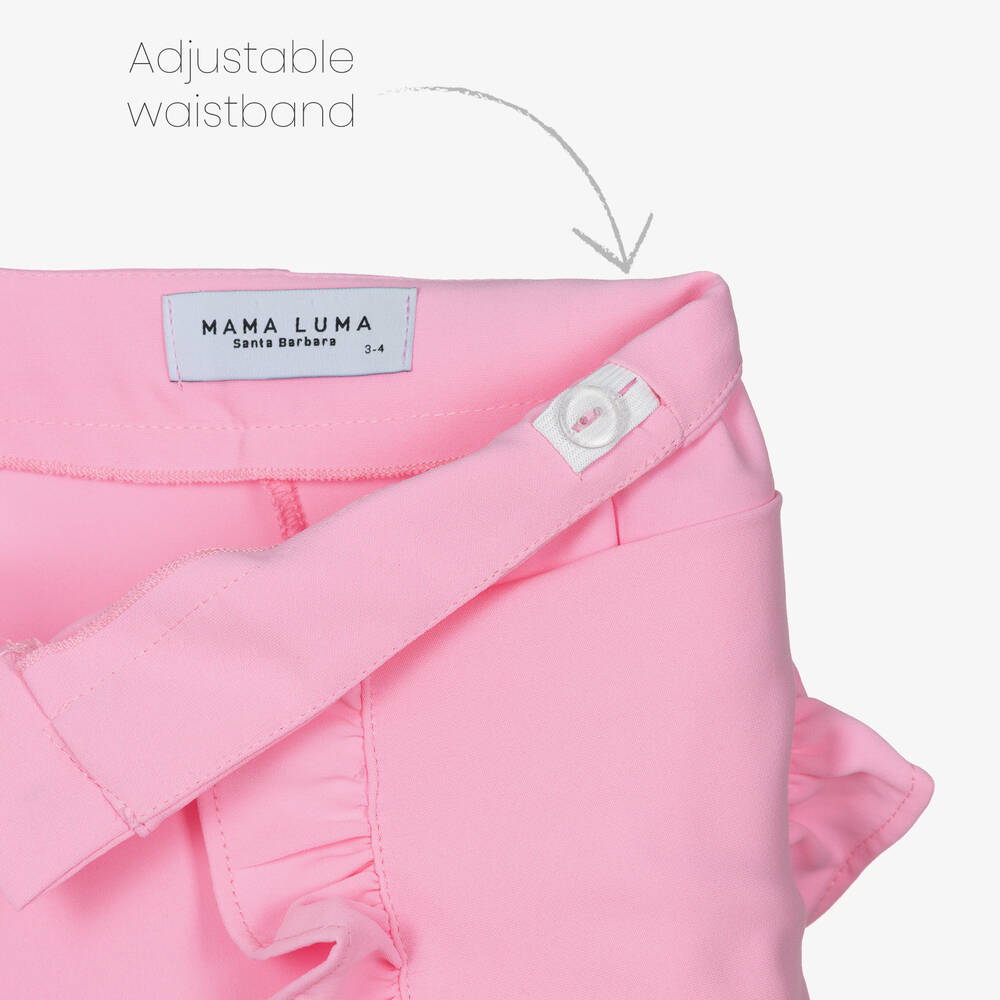 Mama Luma-طقم بنطلون تافتا لون زهري وأبيض مزين بكشكش | Childrensalon Outlet