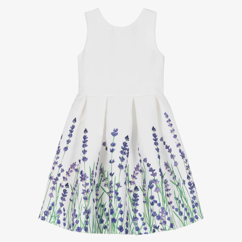 Mama Luma - Girls White & Purple Floral Dress | Childrensalon