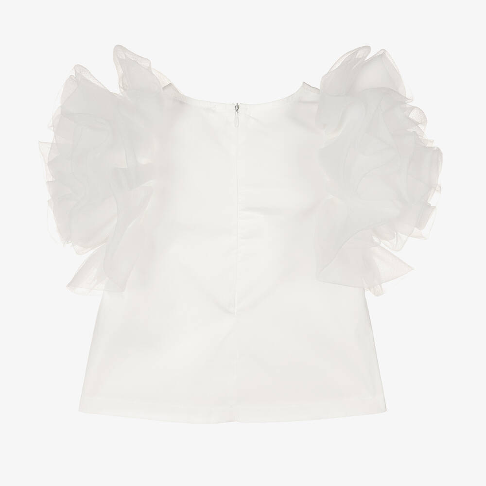 Mama Luma-Girls White Ruffled Blouse | Childrensalon Outlet