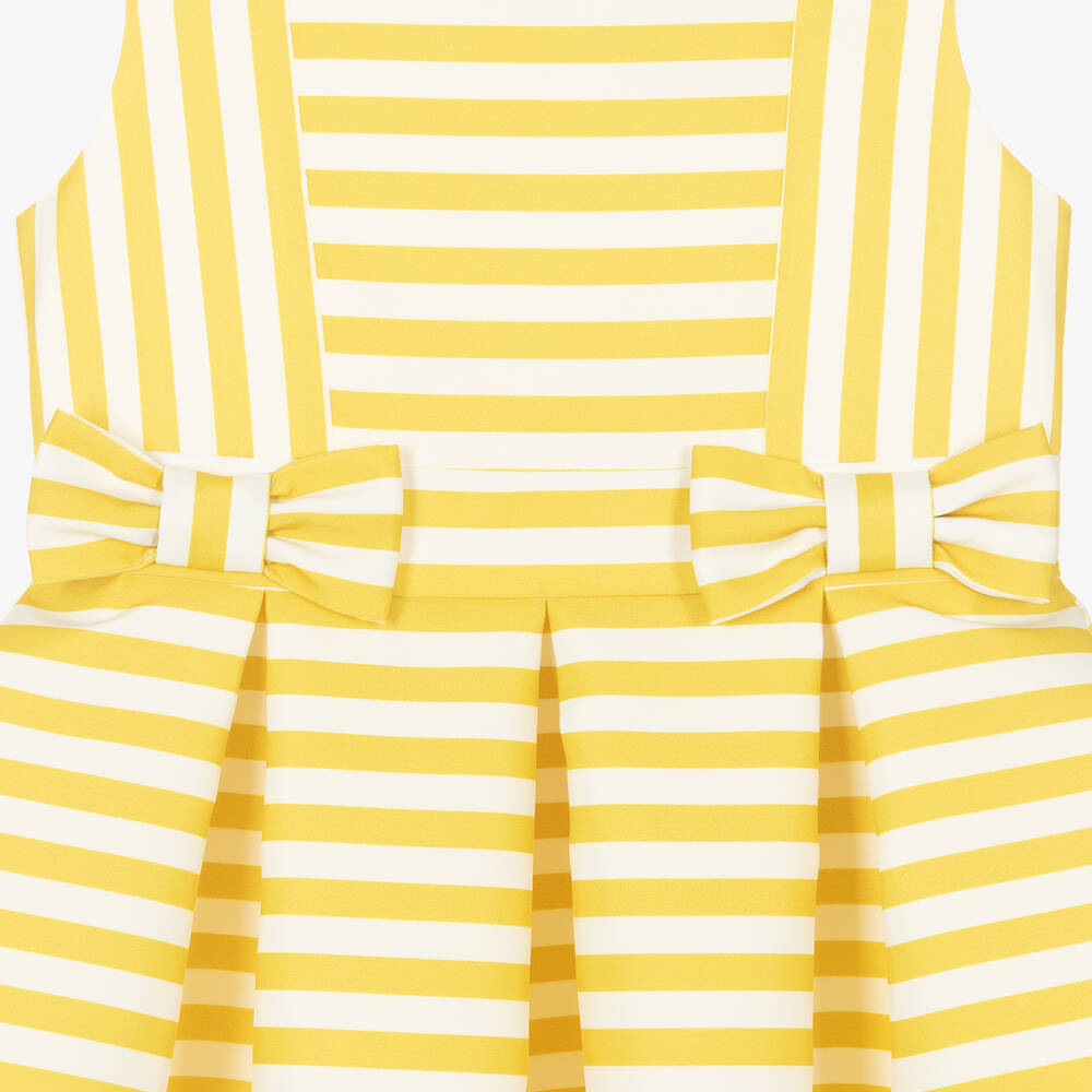 Mama Luma-Girls Yellow Stripe Satin Dress | Childrensalon Outlet