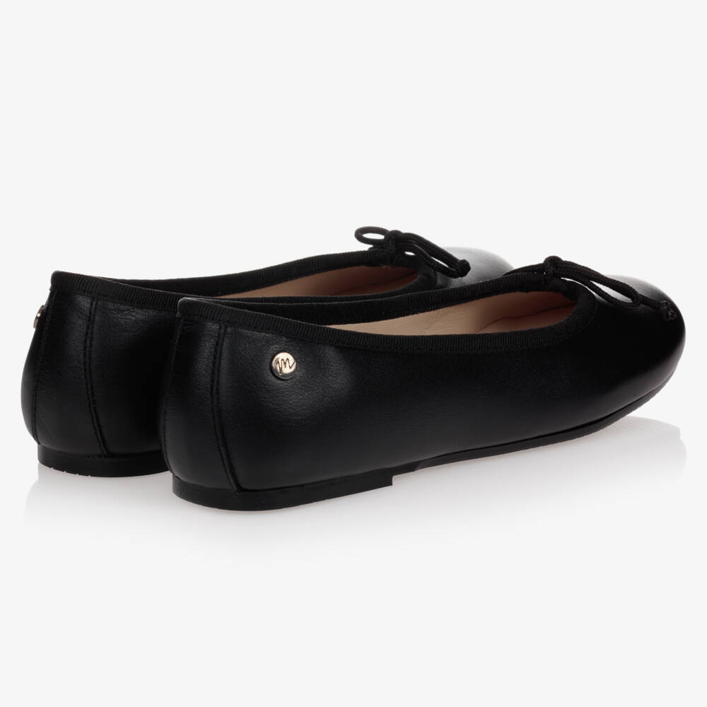 Manuela de Juan-Girls Black Leather Ballerina Flats | Childrensalon Outlet