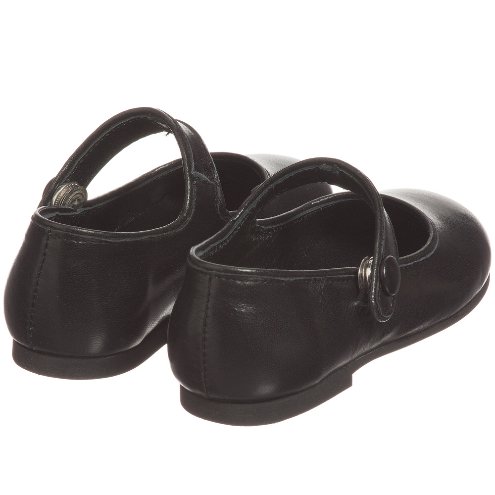 مانويلا دي خوان-حذاء جلد لون أسود للبنات | Childrensalon Outlet