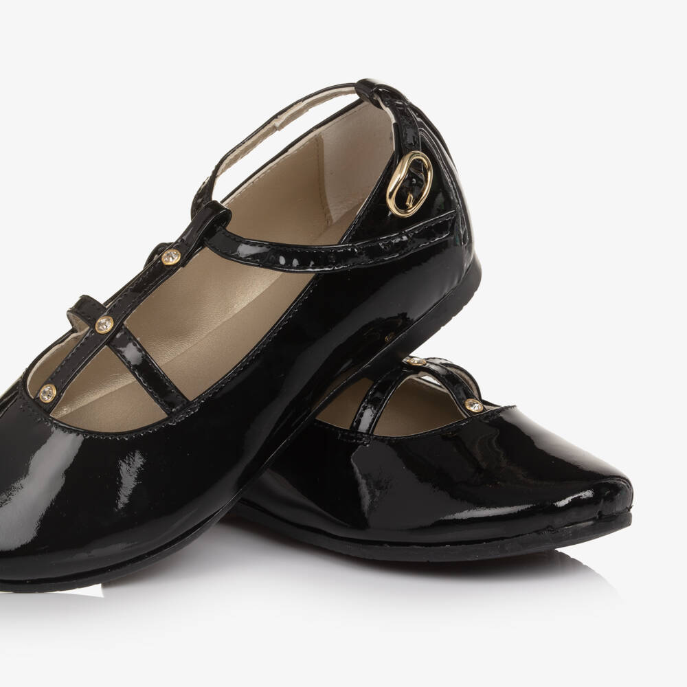 Manuela de Juan-Girls Black Patent Pearl Bar Shoes | Childrensalon Outlet