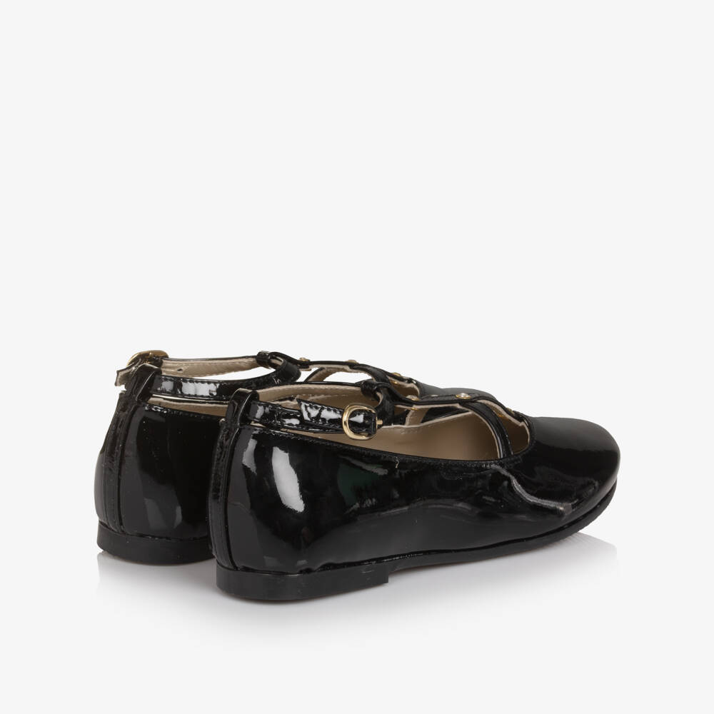 Manuela de Juan-Girls Black Patent Pearl Bar Shoes | Childrensalon Outlet