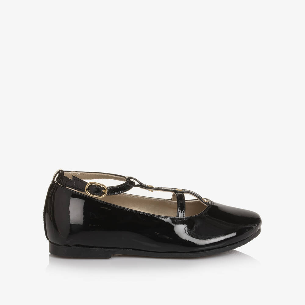 Manuela de Juan-Girls Black Patent Pearl Bar Shoes | Childrensalon Outlet
