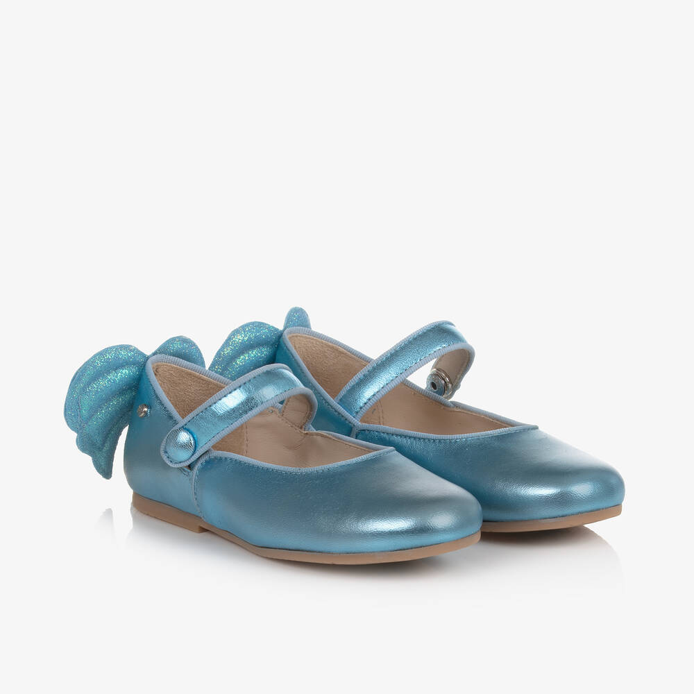 Manuela de Juan - Girls Blue Leather Shoes | Childrensalon