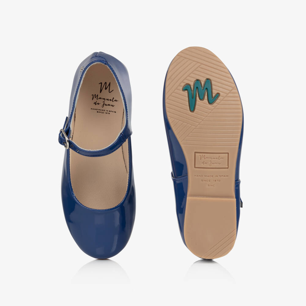 Manuela de Juan-Girls Blue Patent Leather Ballerina Pumps | Childrensalon Outlet