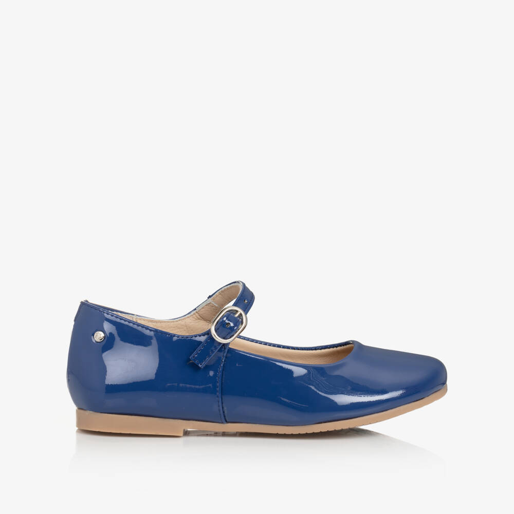 Manuela de Juan-Girls Blue Patent Leather Ballerina Pumps | Childrensalon Outlet