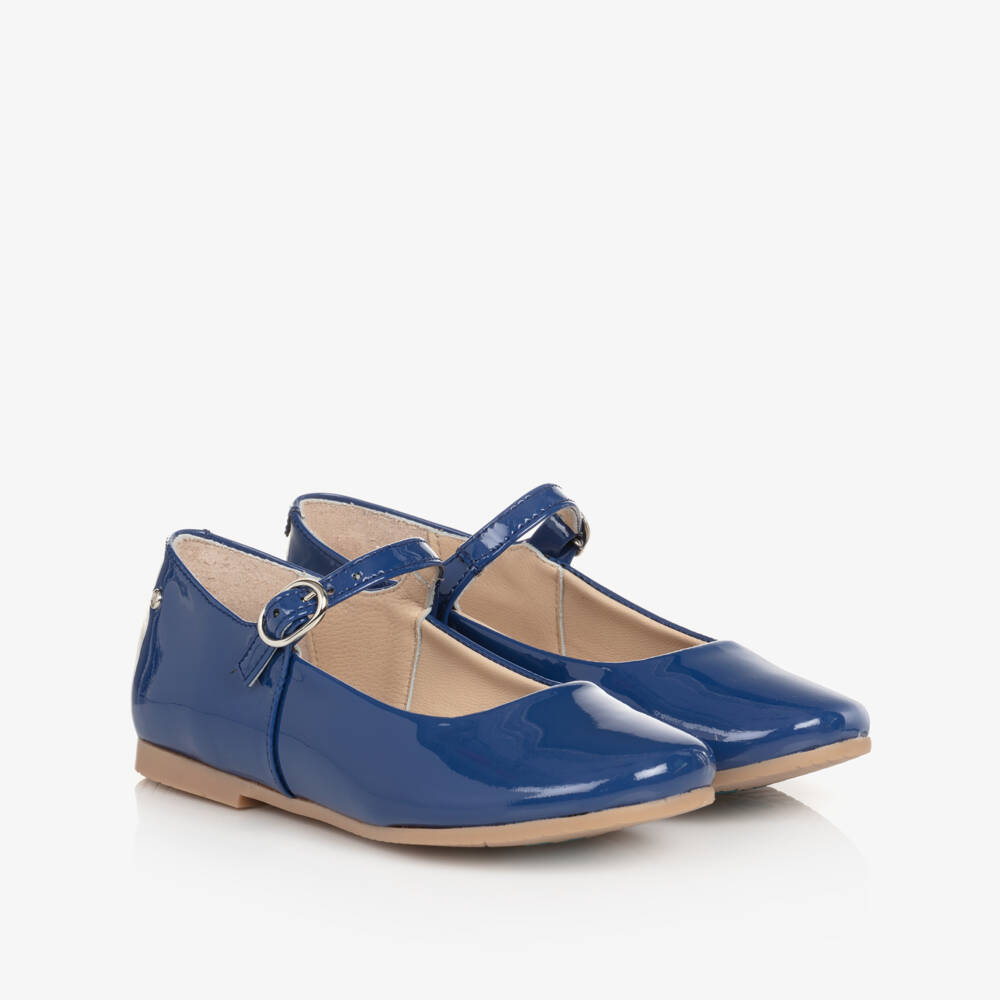 Manuela de Juan-Girls Blue Patent Leather Ballerina Pumps | Childrensalon Outlet