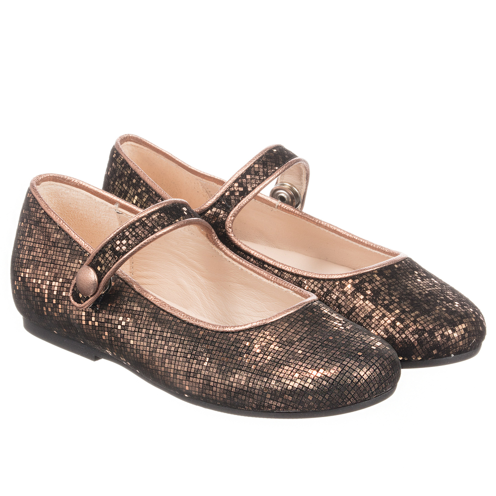 Manuela de Juan - Кожаные туфли бронзового цвета для девочек | Childrensalon