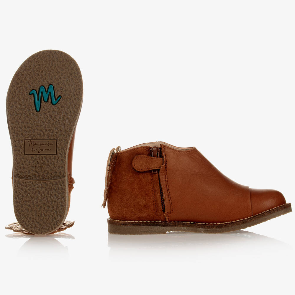 مانويلا دي خوان-بوت جلد لون بنّي للبنات | Childrensalon Outlet