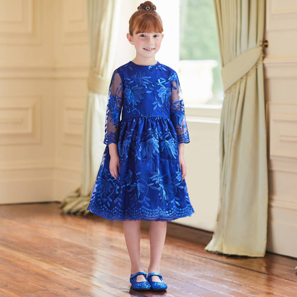 Manuela de Juan-Girls Electric Blue Glitter Shoes | Childrensalon Outlet