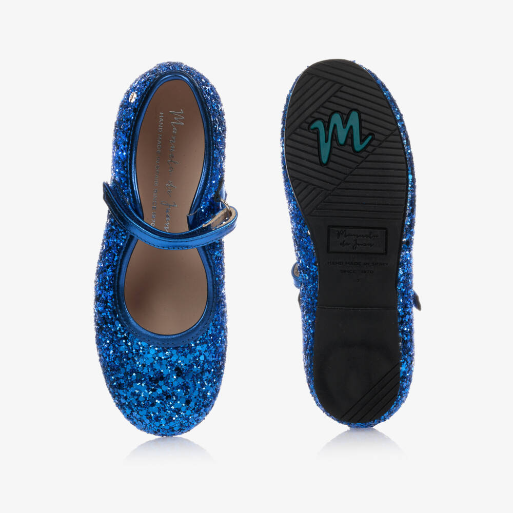 Manuela de Juan-Girls Electric Blue Glitter Shoes | Childrensalon Outlet