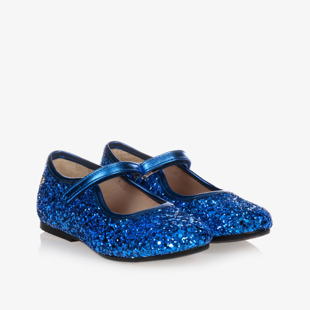 Manuela de Juan-Girls Electric Blue Glitter Shoes | Childrensalon Outlet