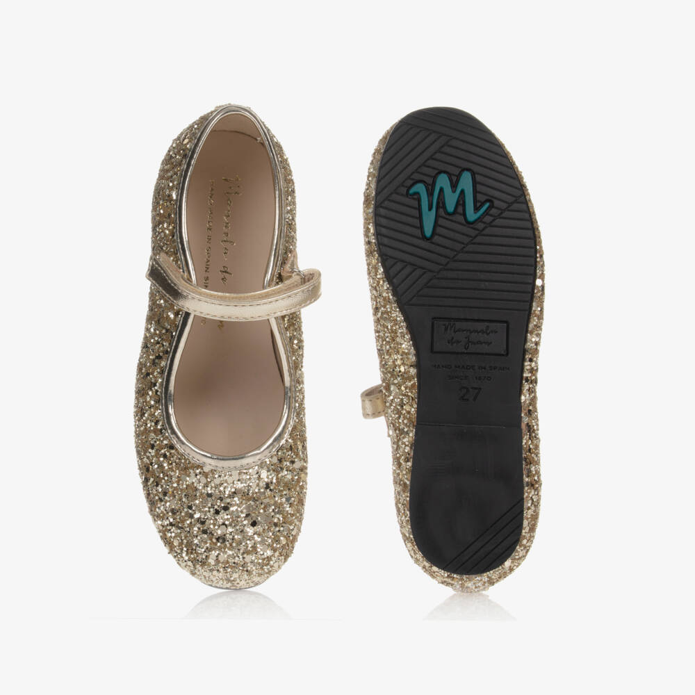 Manuela de Juan-Girls Gold Glitter Shoes | Childrensalon Outlet