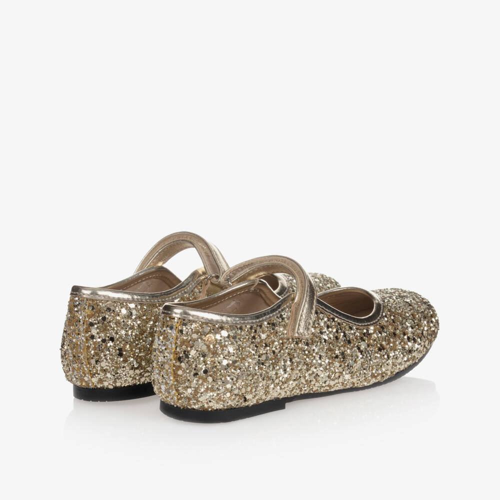 Manuela de Juan-Girls Gold Glitter Shoes | Childrensalon Outlet
