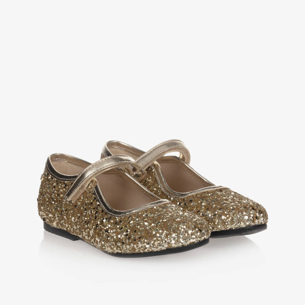 Manuela de Juan-Girls Gold Glitter Shoes | Childrensalon Outlet