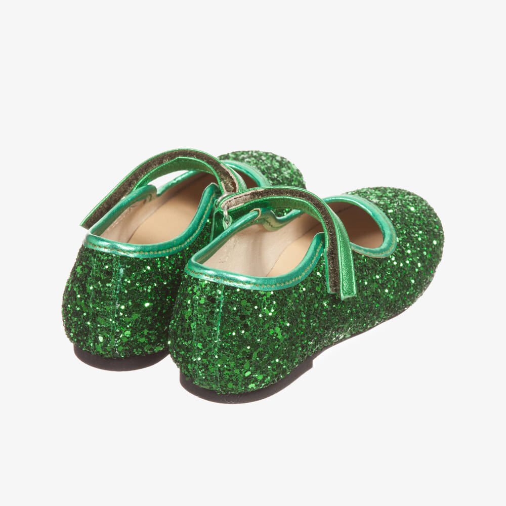 Manuela de Juan-Girls Green Glitter Shoes | Childrensalon Outlet