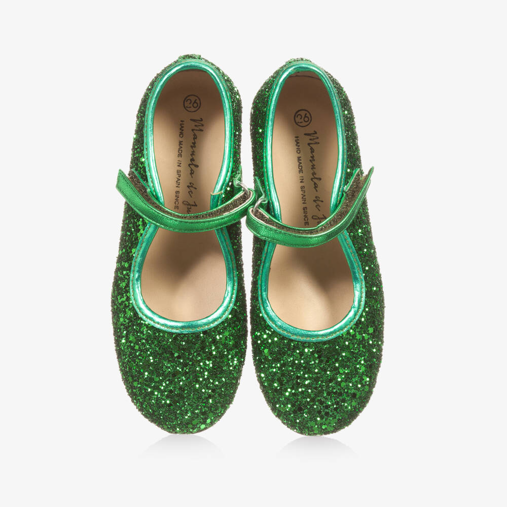 Manuela de Juan-Girls Green Glitter Shoes | Childrensalon Outlet