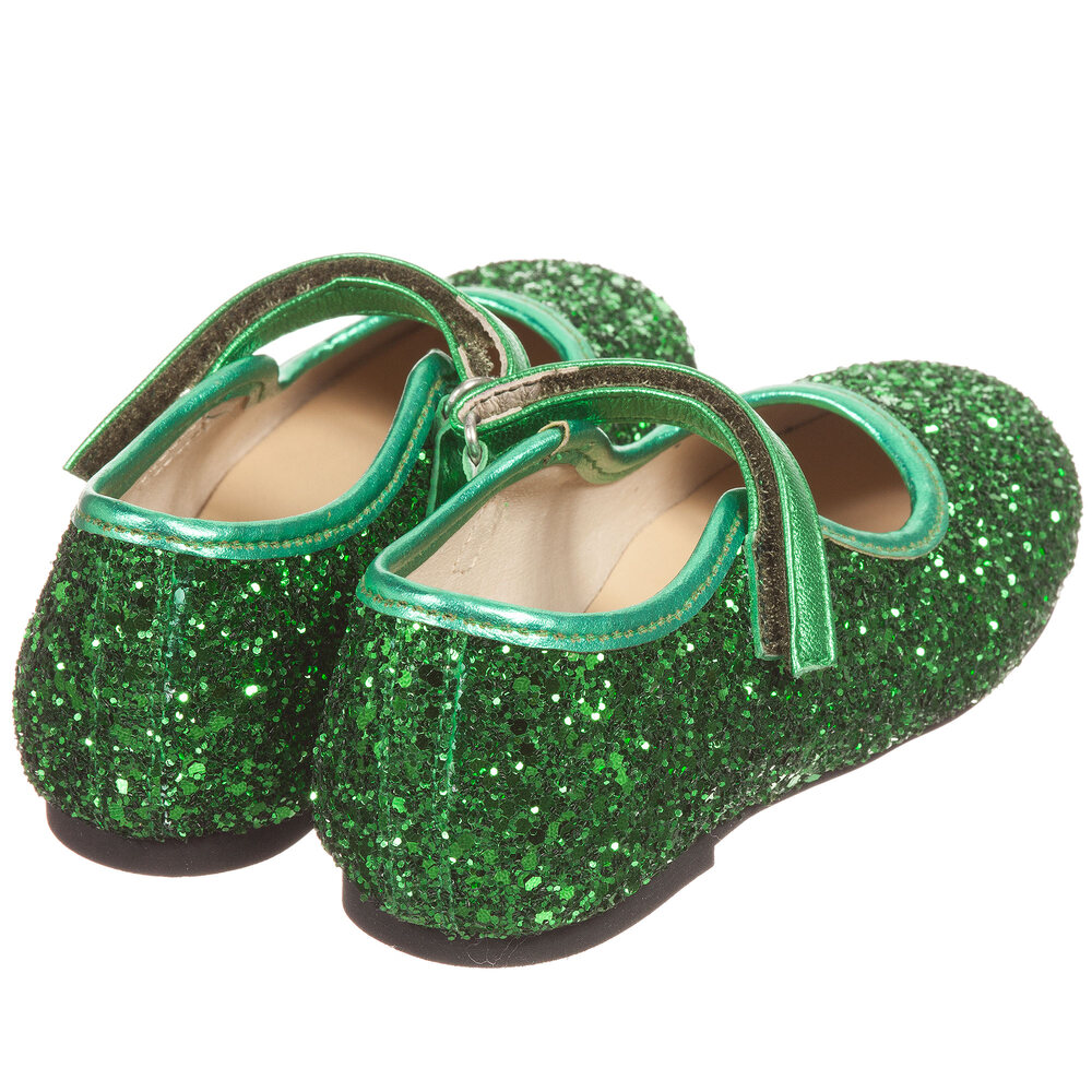 girls green glitter shoes