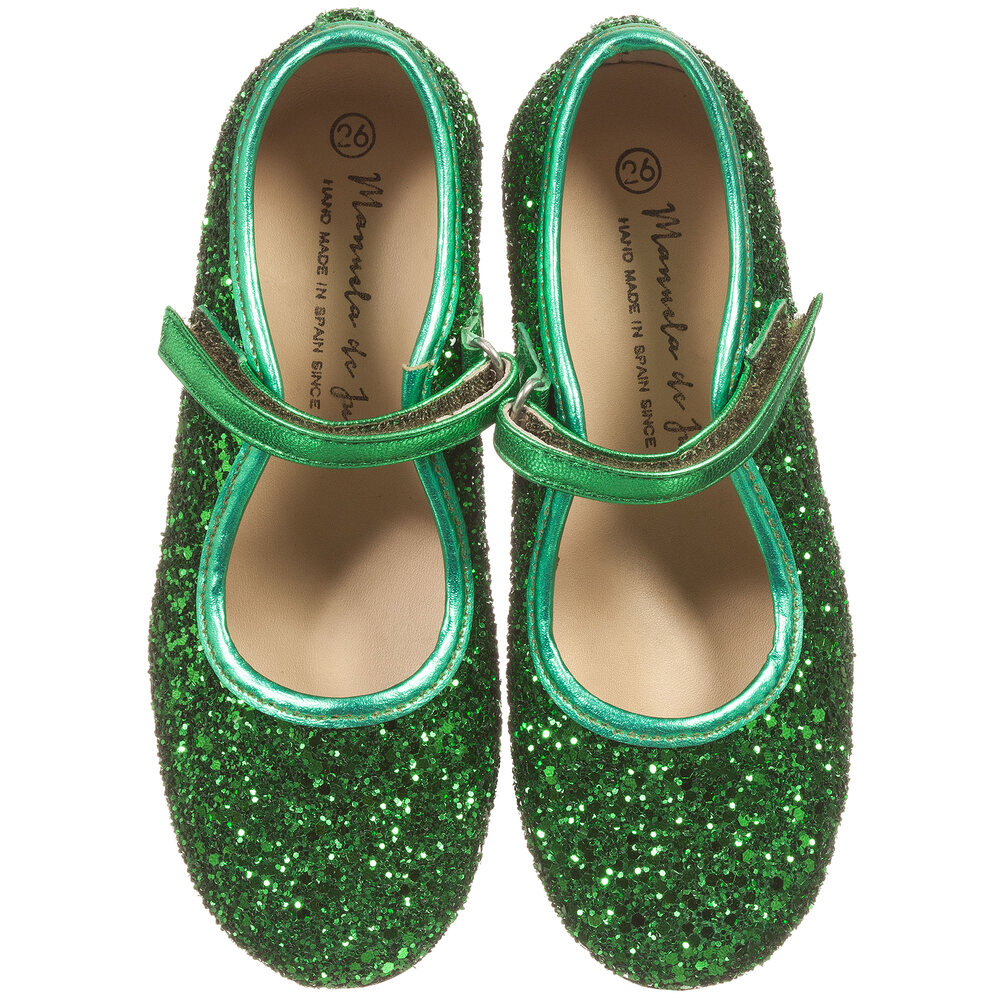 Manuela de Juan Girls Green Glitter Shoes Childrensalon Outlet
