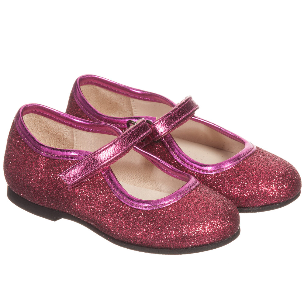 Manuela de Juan - حذاء جلد لون وردي لامع مزين بترترللفتيات  | Childrensalon