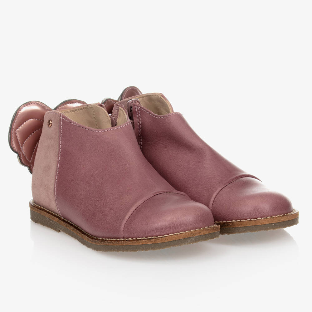 Manuela de Juan - Bottines roses en cuir Fille  | Childrensalon