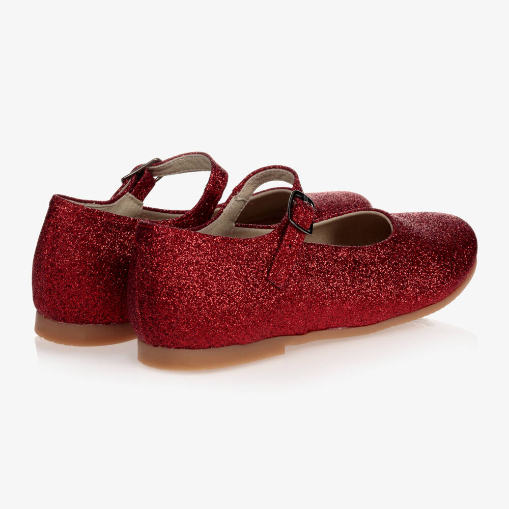 Manuela de Juan-Girls Red Glitter Leather Pumps | Childrensalon Outlet