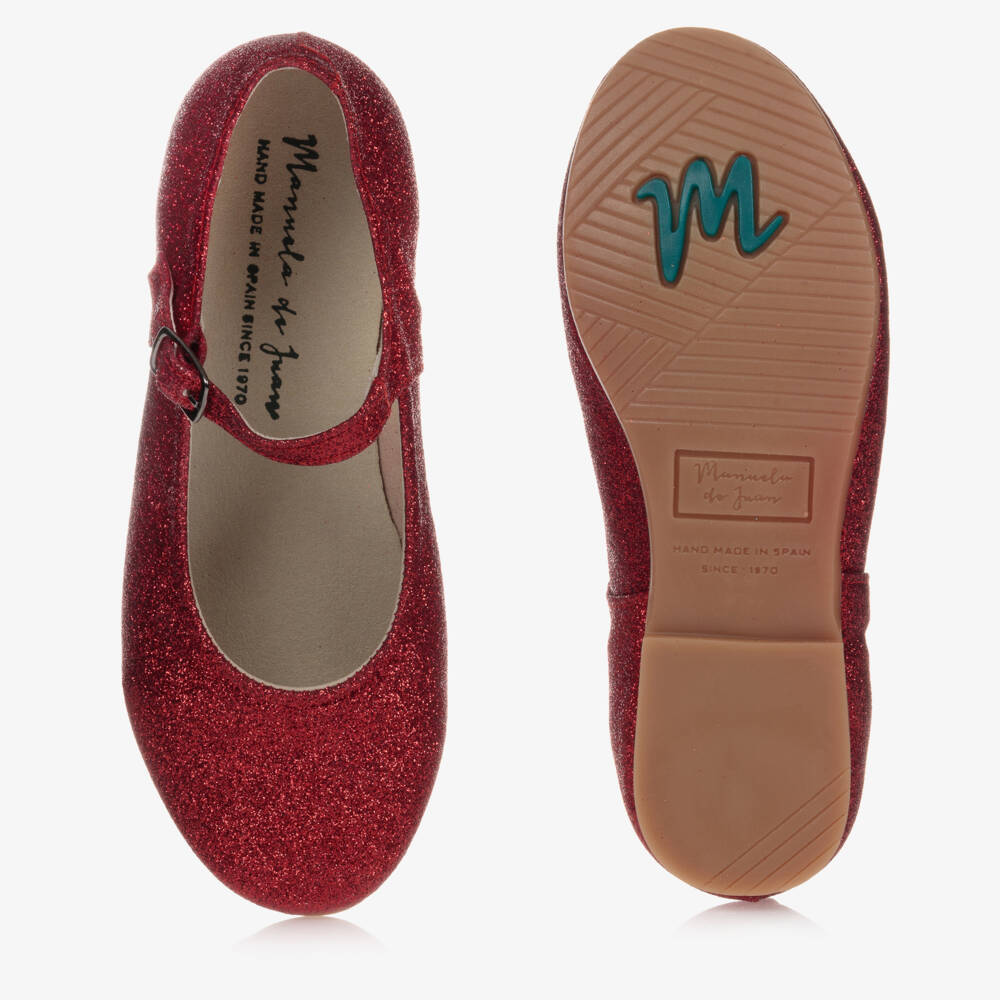 Manuela de Juan-Girls Red Glitter Leather Pumps | Childrensalon Outlet