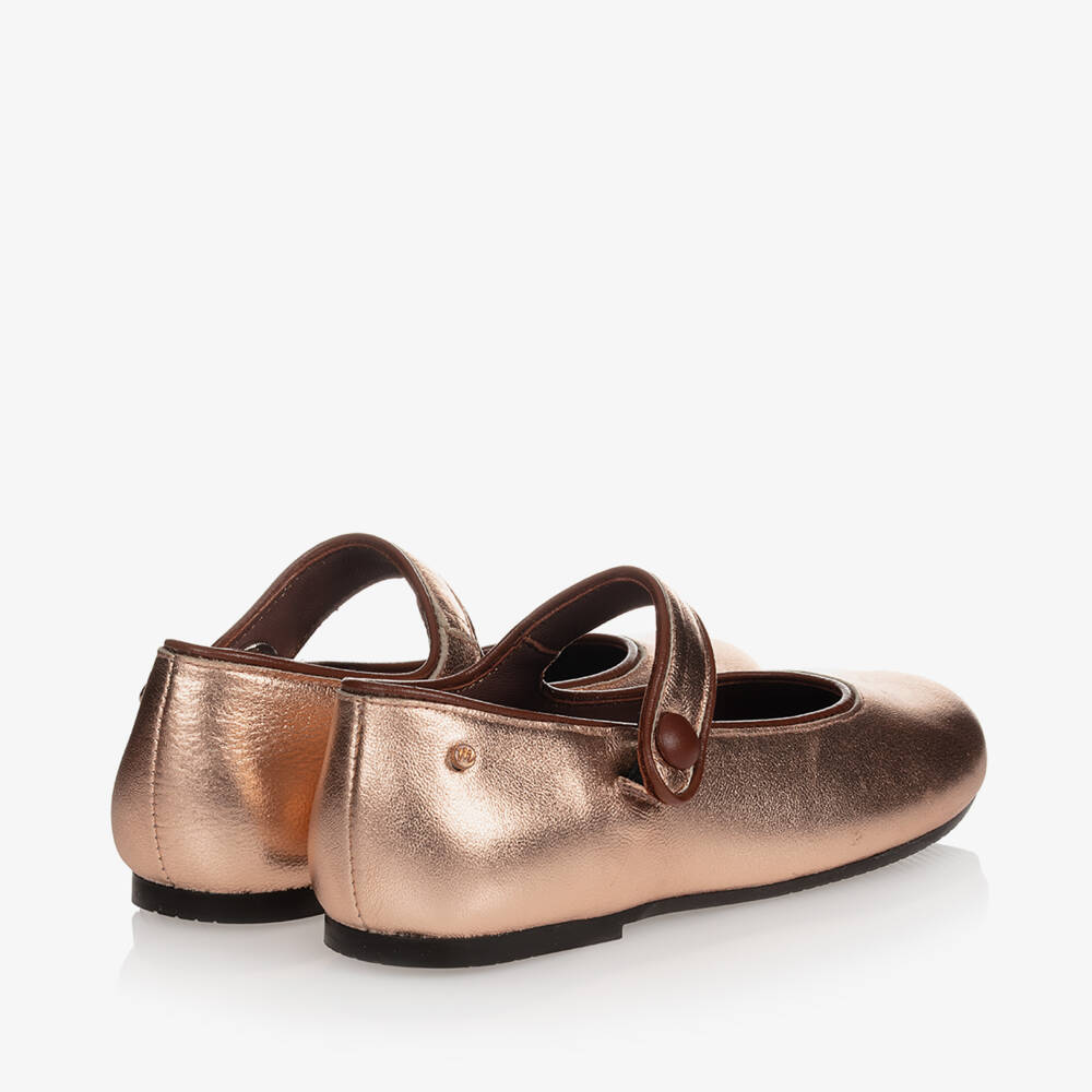 Manuela de Juan-Girls Rose Gold Leather Pumps | Childrensalon Outlet