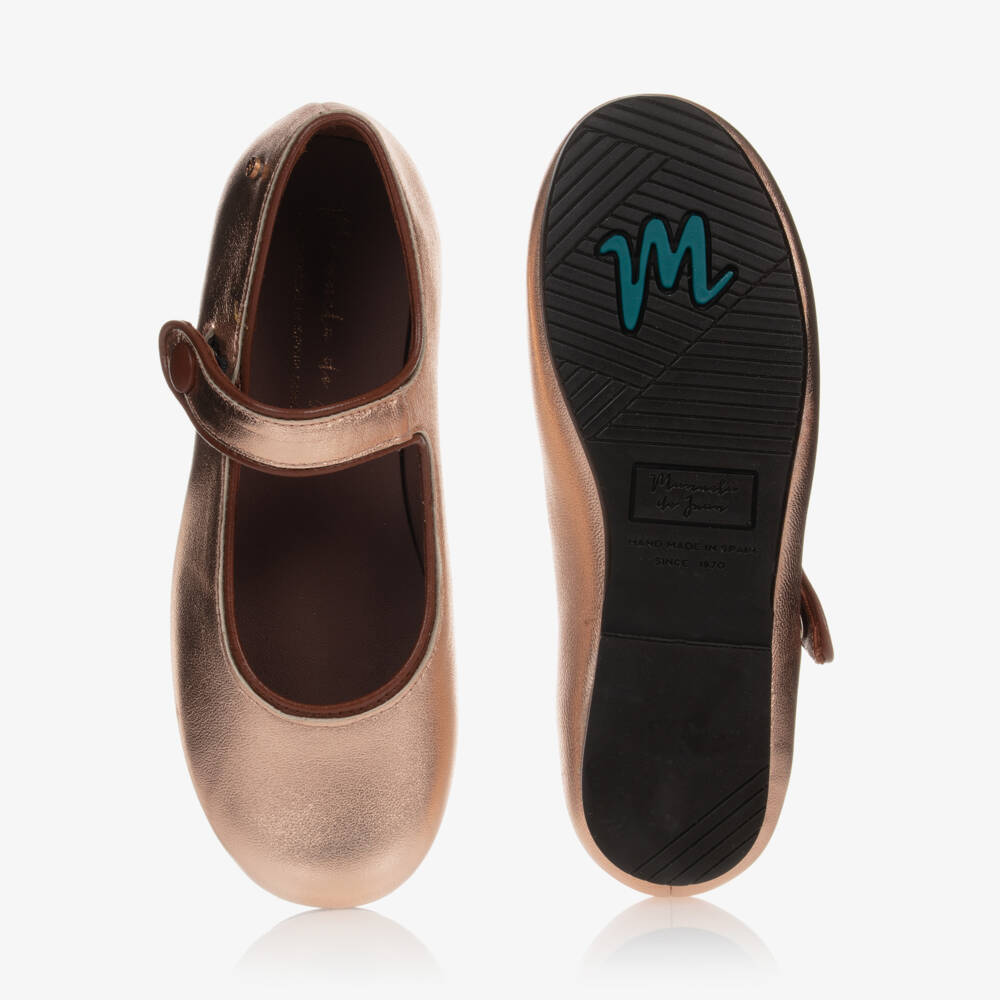 Manuela de Juan-Girls Rose Gold Leather Pumps | Childrensalon Outlet