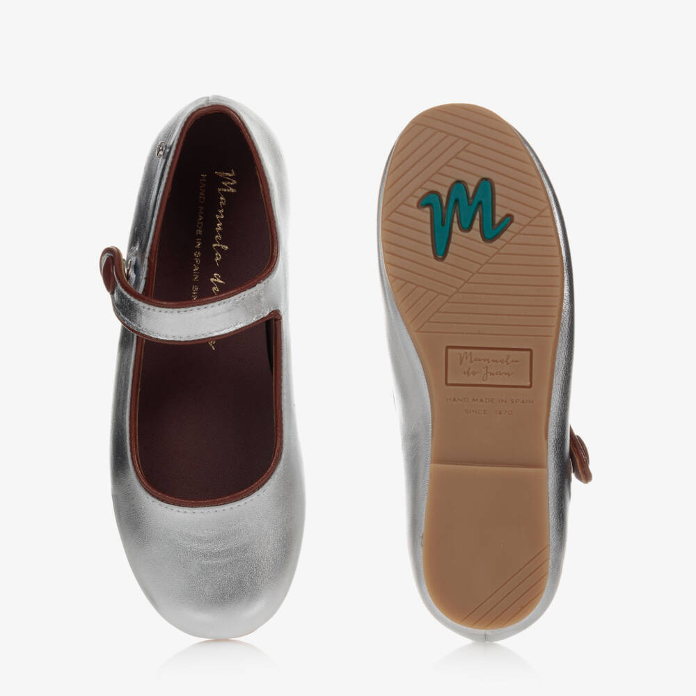 Manuela de Juan-Girls Silver Leather Pumps | Childrensalon Outlet