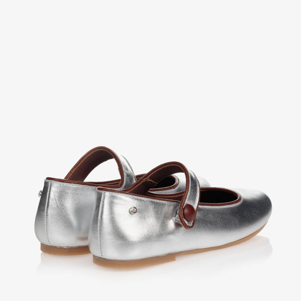 Manuela de Juan-Girls Silver Leather Pumps | Childrensalon Outlet