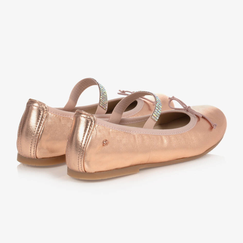 Manuela de Juan-Pink Leather Gem Strap Pumps | Childrensalon Outlet