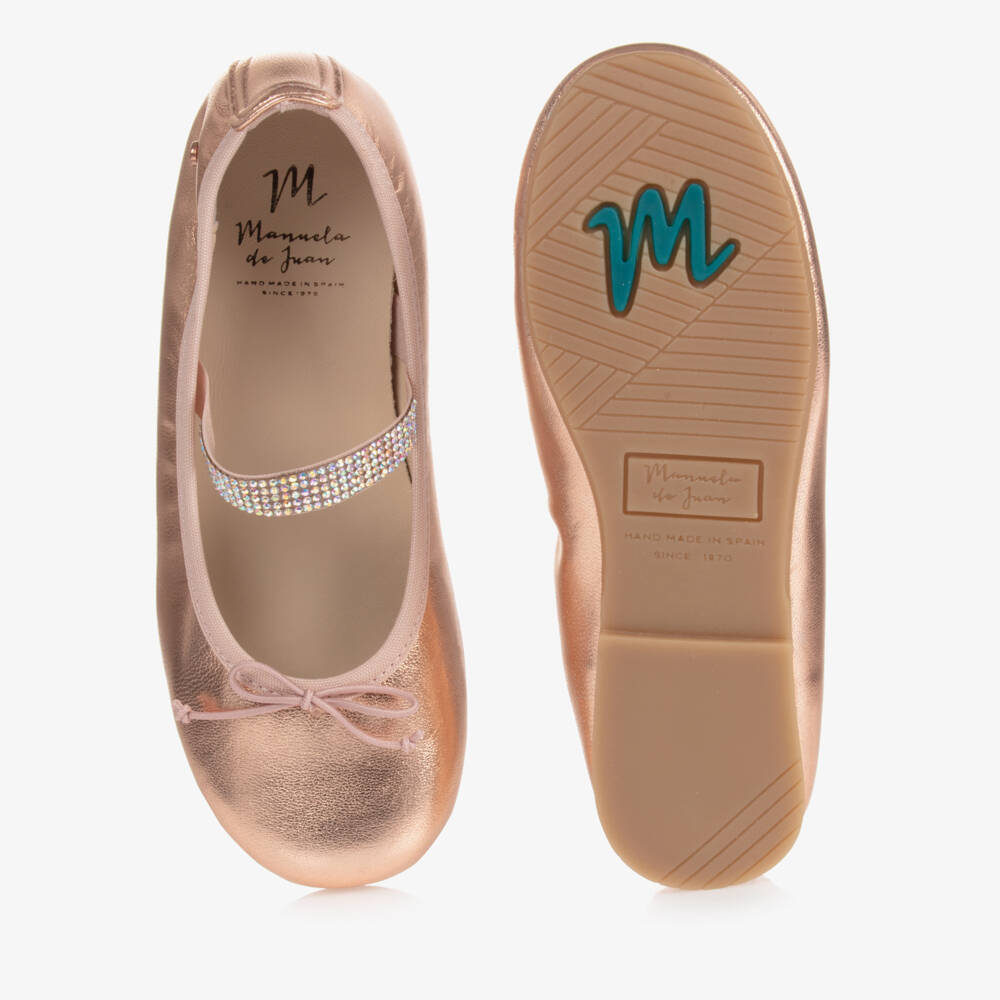 Manuela de Juan-Pink Leather Gem Strap Pumps | Childrensalon Outlet