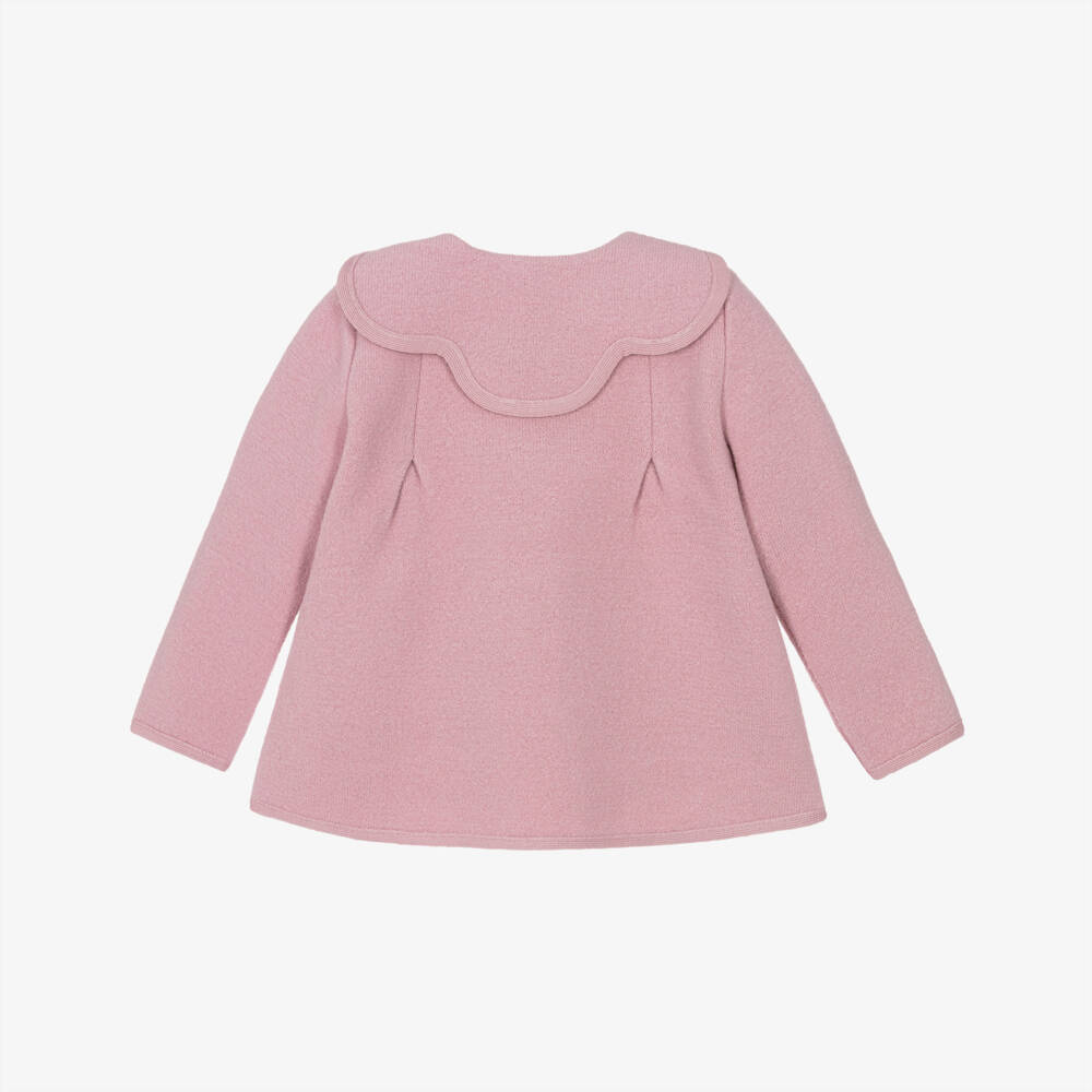 Marae Kids-Girls Pink Merino Wool Jacket with Gold Crest Buttons | Childrensalon Outlet