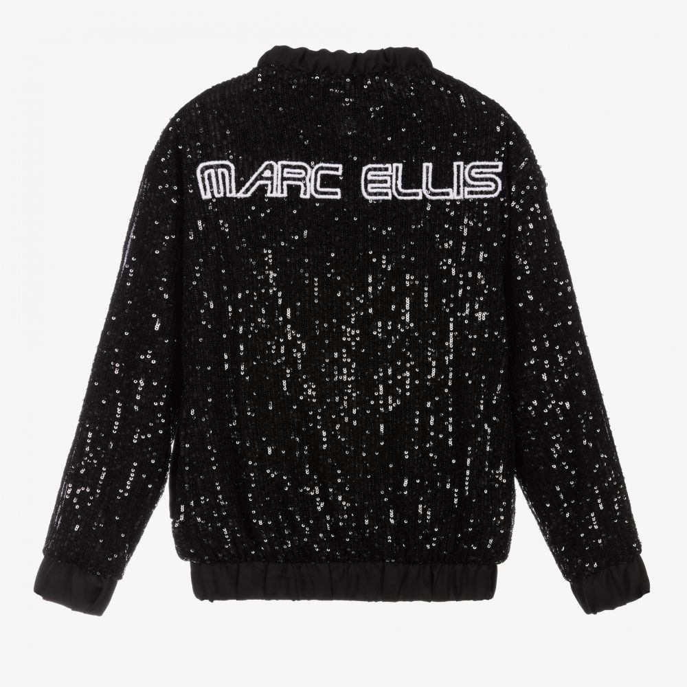 Marc Ellis-جاكيت بسحّاب مزين بترتر لون أسود للبنات | Childrensalon Outlet