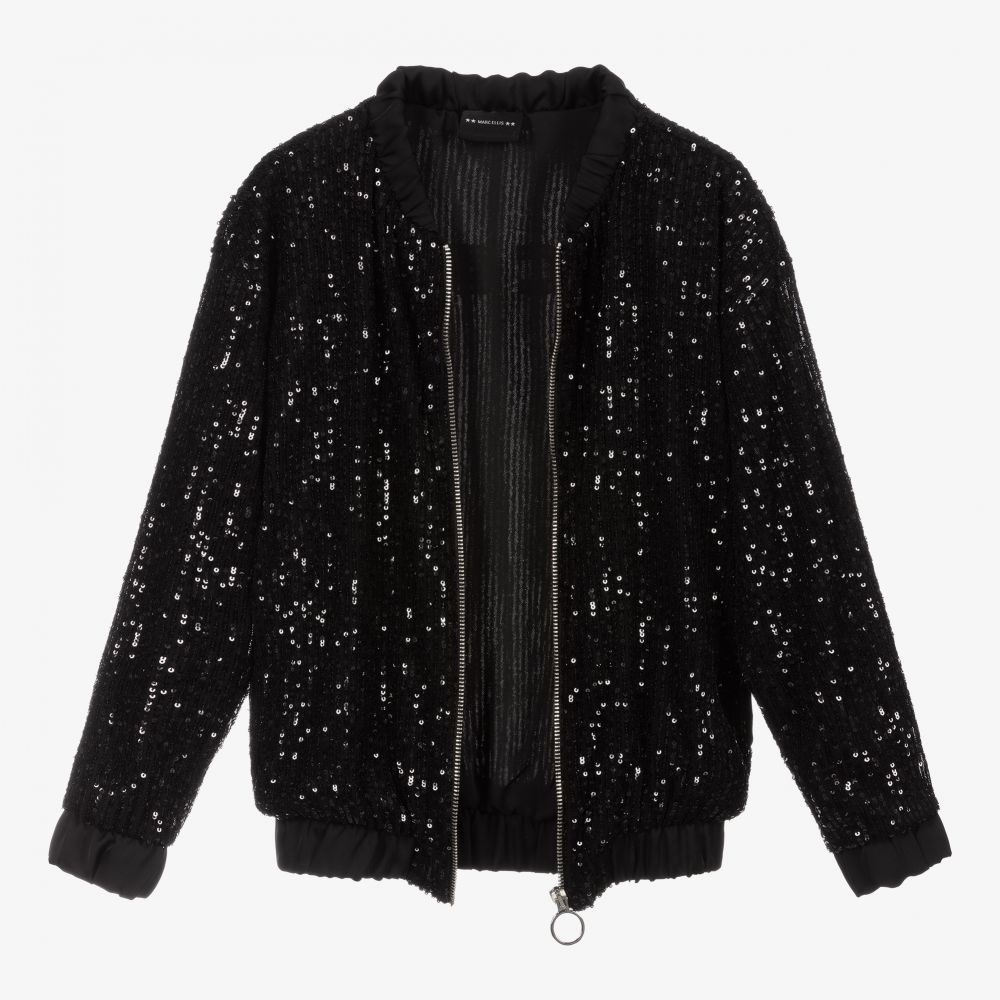 Marc Ellis-جاكيت بسحّاب مزين بترتر لون أسود للبنات | Childrensalon Outlet