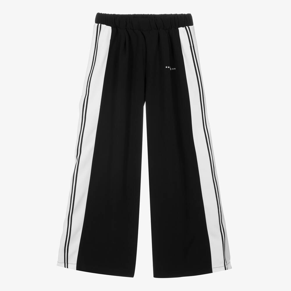 Marc Ellis - Black Stripe Wide Leg Trousers | Childrensalon