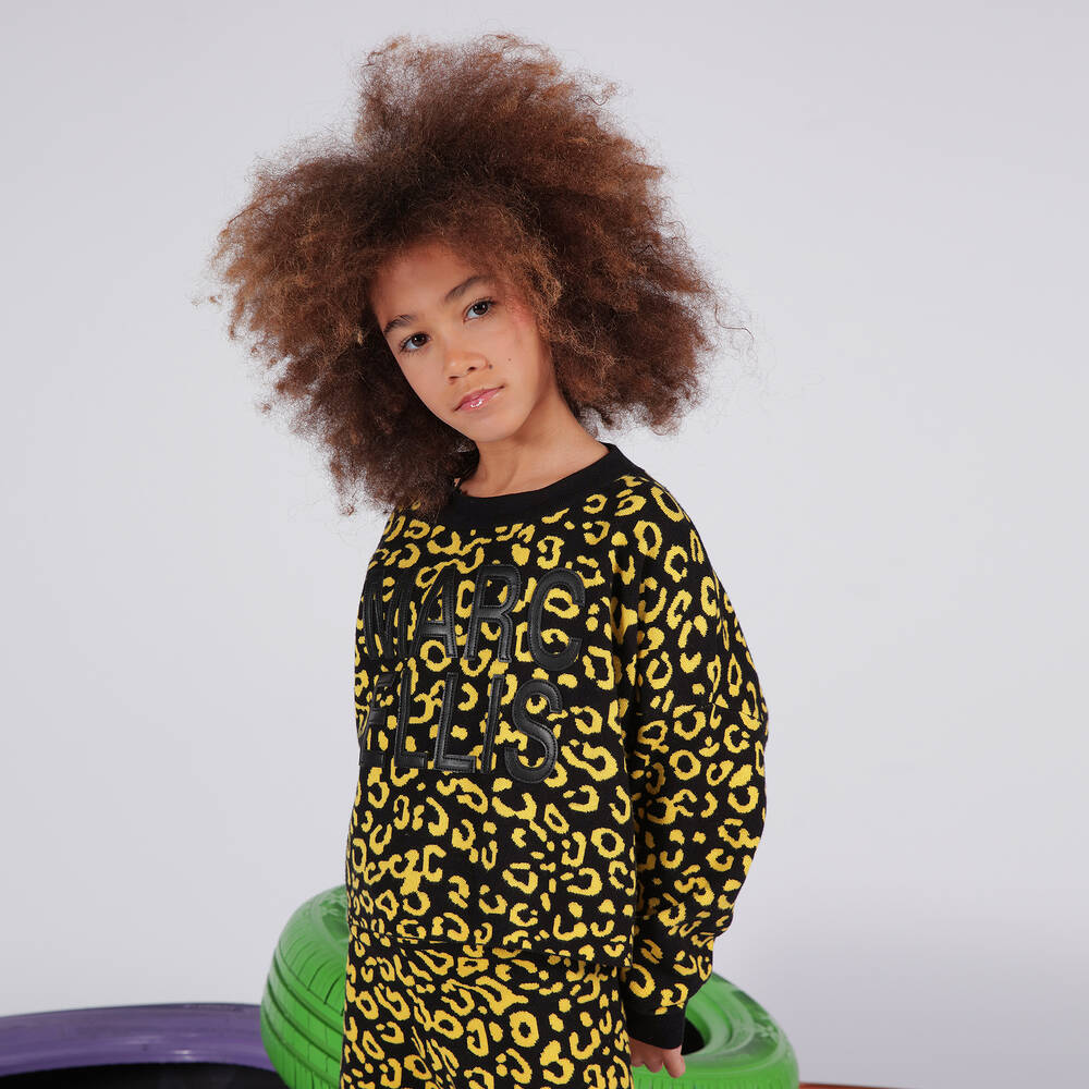 مارك إليس-كنزة مزيج فيسكوز محبوك لون أسود وأصفر للبنات | Childrensalon Outlet