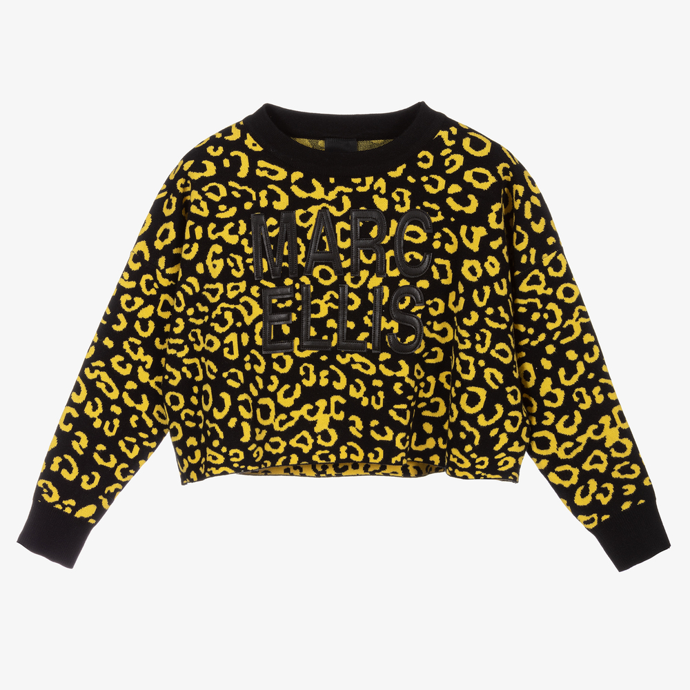 Marc Ellis - Черно-желтый свитер с леопардовым принтом | Childrensalon