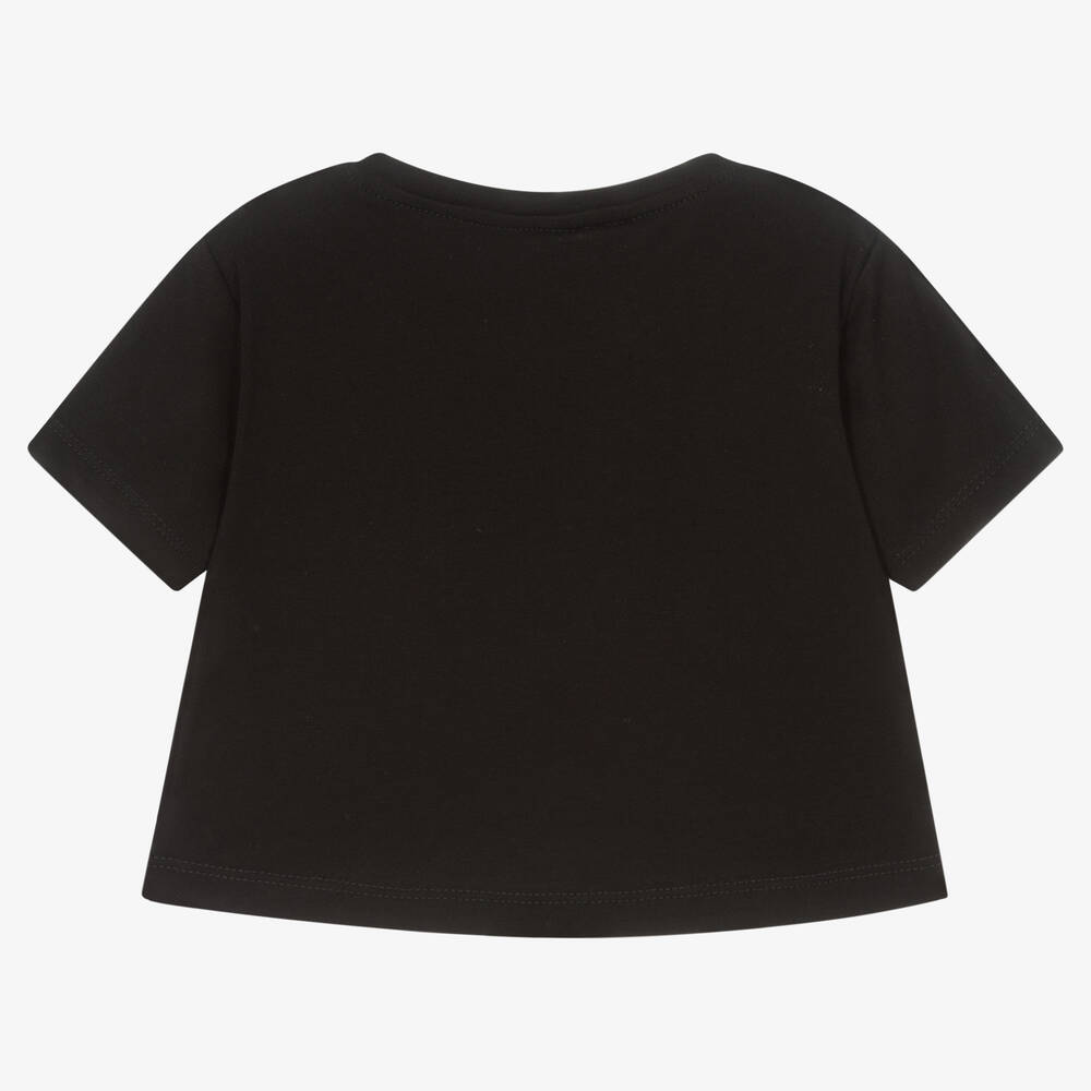 مارك إليس-Girls Black Cotton Logo T-Shirt | Childrensalon Outlet