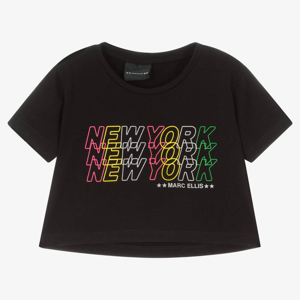 Marc Ellis-Girls Black Cotton Logo T-Shirt | Childrensalon Outlet