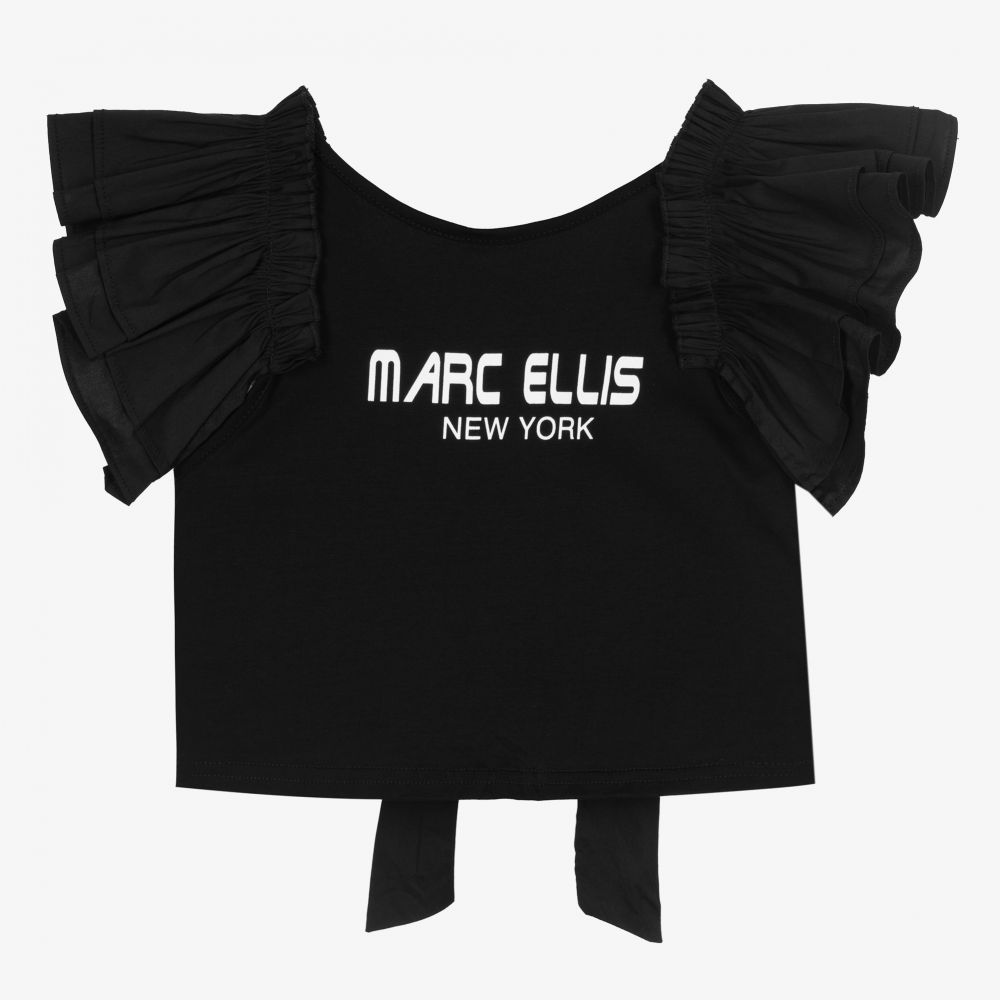 Marc Ellis - Girls Black Cotton T-Shirt | Childrensalon