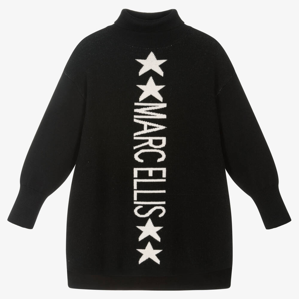 Marc Ellis-Girls Black Knitted Logo Dress | Childrensalon Outlet
