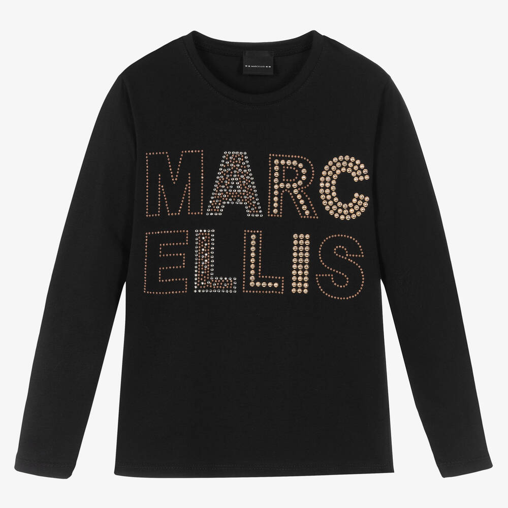 Marc Ellis-Girls Black Studded Logo Top | Childrensalon Outlet