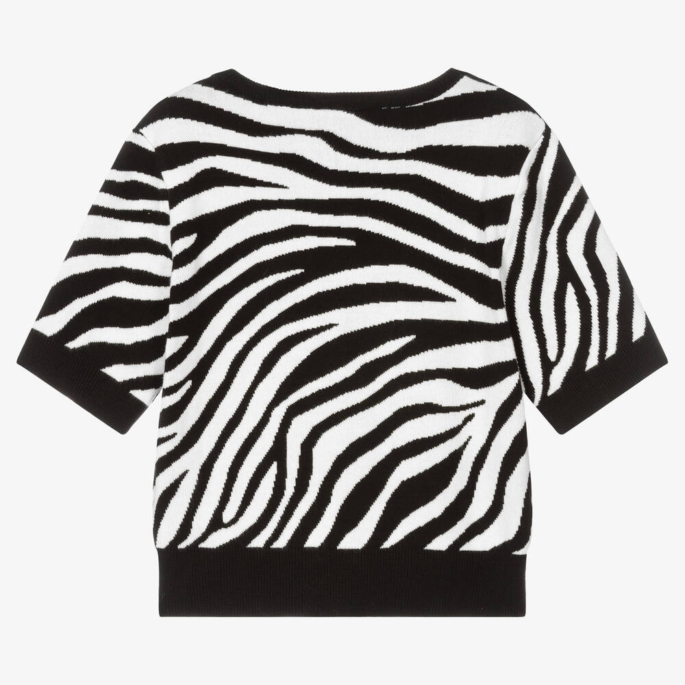 Marc Ellis-تيشيرت فيسكوز محبوك لون أبيض وأسود للبنات | Childrensalon Outlet