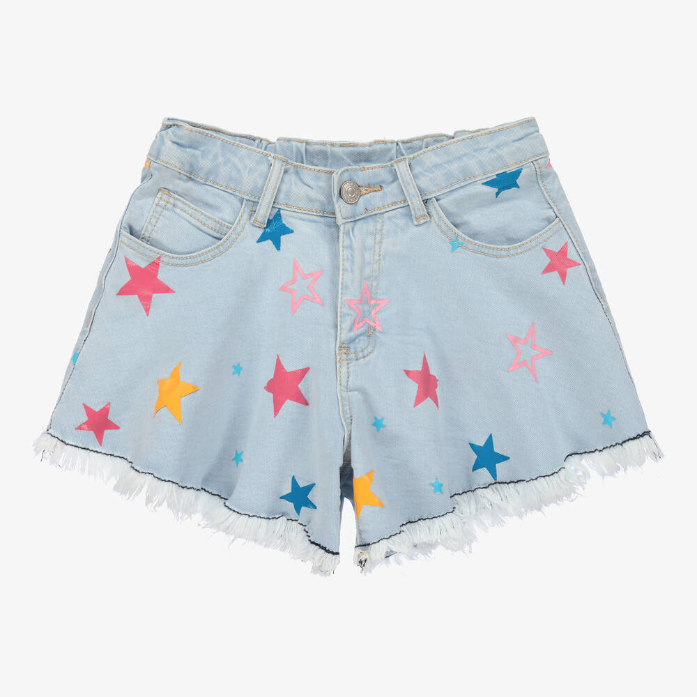 Marc Ellis - Girls Blue Star Print Denim Shorts | Childrensalon
